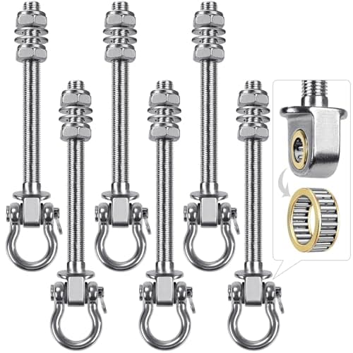 BeneLabel Heavy Duty Swing Hangers with Bearings - Set of 6 Stainless Steel 304 Hardware for Wood & Metal Beams - Ideal for Hanging Hammocks, Yoga Swings, Porch Swing - 1500LB Capacity - 7" x M2/5"