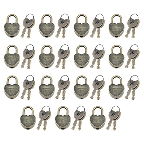Tsnamay 15 Pcs Mini Diary Metal Lock,Mini Padlock with Key for Suitcase Schoolbag Backpack Padlock Luggage Locks,Heart-Shaped