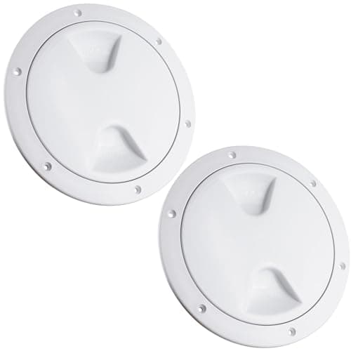 Five Oceans 6" Boat Hatch, 2-Pack Marine Access Hatch, Round Inspection Deck Plate Hatch with Detachable Cover, UV Resistant ABS White Plastic, for Pontoon, Fishing Boat, Bass Boat, Yacht - FO85-M2