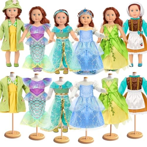 WONDOLL 18 inch Doll Clothes Accessories 6Pcs Different Fairytale Costume Dress