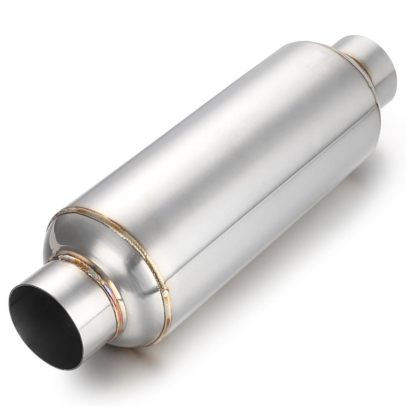 AKARCK 225 Inlet Exhaust Resonator Muffler Resonator 225 Inlet 225 Outlet 14 Overall Length Stainless Steel