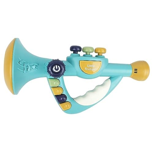 IIROMECI Musical Instruments Toys for Kids Toddlers Little Trumpet and Baby Educational Toy for Girls Boys Ages 13 Blue