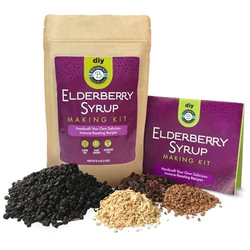 Elderberry Syrup Kit Make 1224oz with Dried Elderberries Sambucus Cinnamon Rosehips Ginger for Adults Kids By Birds Bees Teas