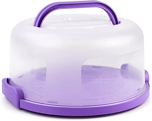 Zoofen Cake Carrier with Handle 10in Cake Stand Holder Round Container for 10in or Less Size(Purple)