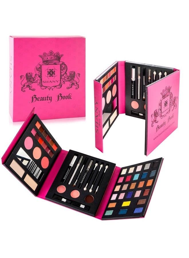 Beauty Book Makeup Kit – All in one Travel Makeup Set - 35 Colors Eye shadow, Eye brow, blushes, powder palette,10 Lip Colors, Eyeliner & Mirror - Holiday Makeup Gift Set