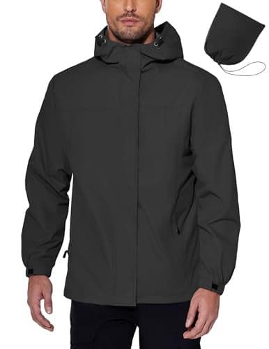 COOFANDY Mens Rain Jackets With Hood Cycling Running Packable Raincoat Lightweight Windbreaker With Mesh Lining Black M