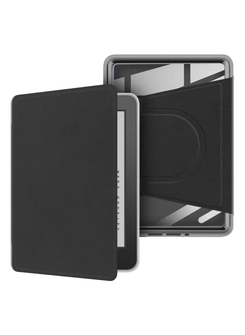 Case compatible with Kindle Paperwhite (12th Generation) 2024 7-inch model. Hybrid detachable magnetic 360° rotating stand cover. Hard transparent back cover. Auto-wake/sleep.