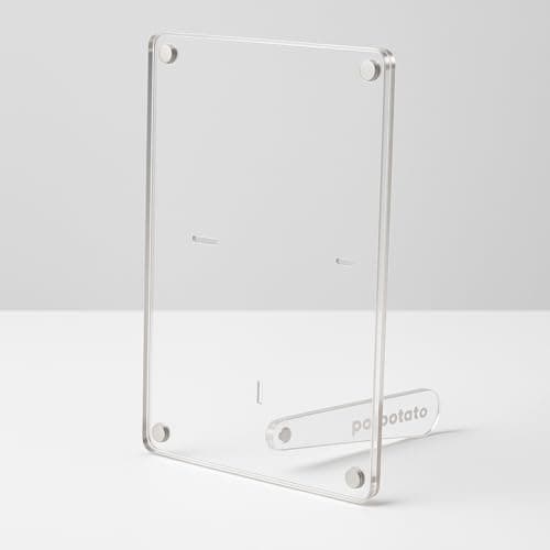 poppotato 4x6 Inch Acrylic Magnetic Photo Frame – Dual Use Clear Frame for Fridge & Desk | Table Top Desk|Double-Sided Floating Display | Transparent Acrylic Frame for Home & Office - Set of 1
