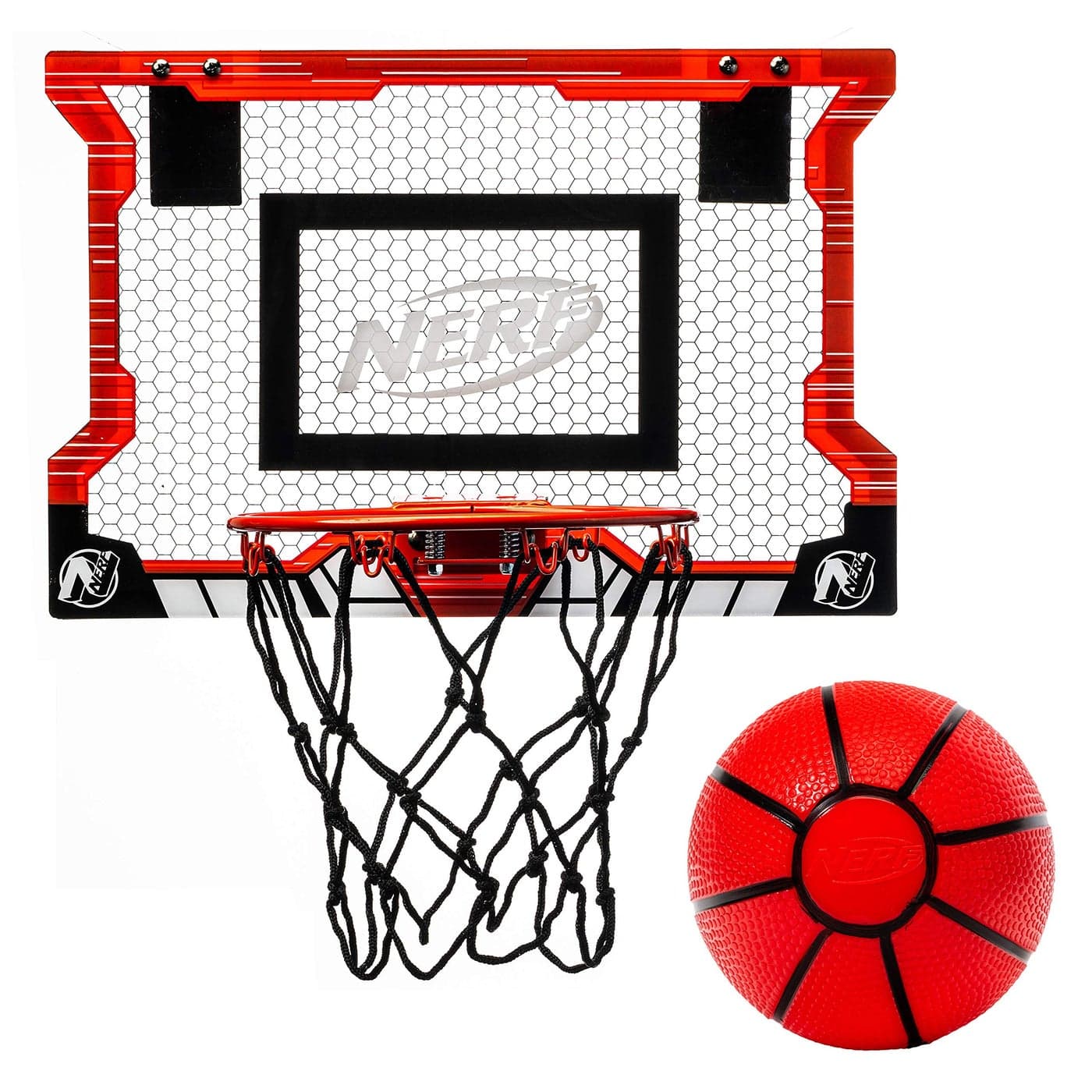 NERF Pro Hoop Kids Basketball Hoop Set Mini Set with Mini NERF Basketball Steel Rim Great for Dunking Over The Door