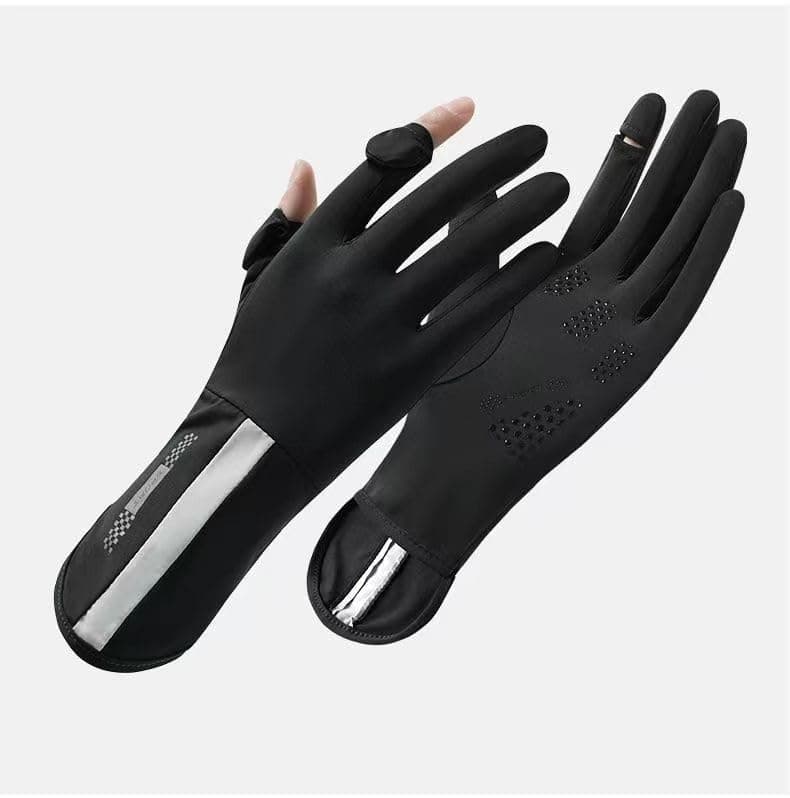 GREEYA Hand Gloves for Bike Riding - UV Sun Protection Open Finger Touchscreen Non-Slip Gloves for Women - Women Outdoor Sports Cycling Glove, UPF 50+ (Black)