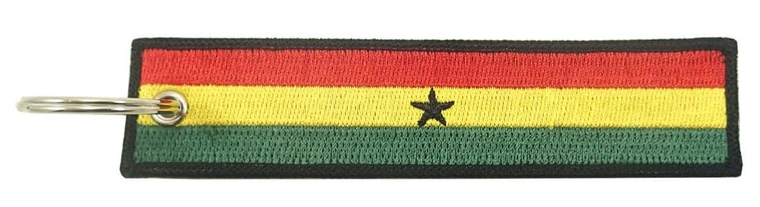 Ghana Flag Key Chain, 100% Embroidered