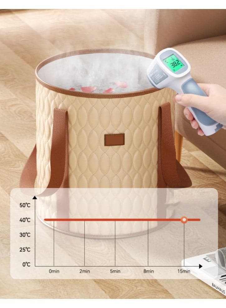 【Foldable Foot Spa Bath】38cm Height Leg Soaking Bucket Household Portable Foot Bath | 5-Layer Heat Retention Structure | PVC Material Withstands 100℃ Heat | Anti-Spill Stable Design | Zipper Cover For Heat Circulation | Foldable For Easy Storage | Widened Double Handles | Winter Health Foot Care Ess