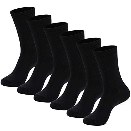 MAGIARTE Mens Dress Socks Soft Cotton Crew Socks Black Socks for Men 6-Pack (Black, M)