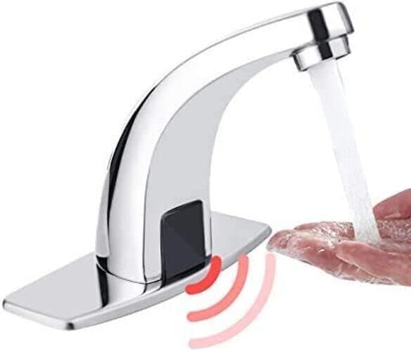 RFV1 Automatic Sensor Tap Touch Less Brass Water Sensor Tap Automatic Sensor Faucet Silver Chrome Finish for Washbasin Bathroom