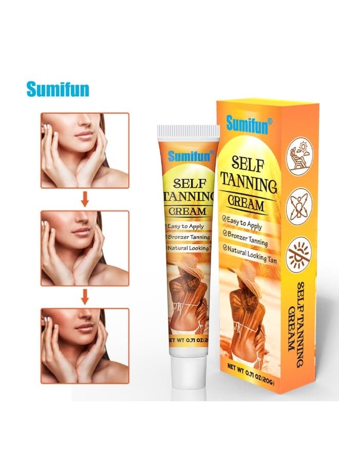 Sumifun Self Tanning Cream Natural Bronzing Lotion Quick Dry Sunless Tanner for Body and Face Hydrating Smooth Skin Finish Even Tone Long Lasting Glow Easy Application 20g Tube