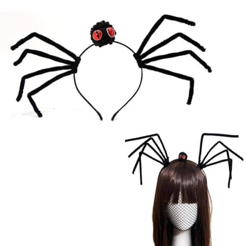TLISMI Halloween Spider Headband for Girls & Women – Creepy Black Spider with Red Eyes & Bendable Legs | Fun Scary Costume Hair Accessory for Kids, Trick-or-Treat, Cosplay, Parties & Dress-Up