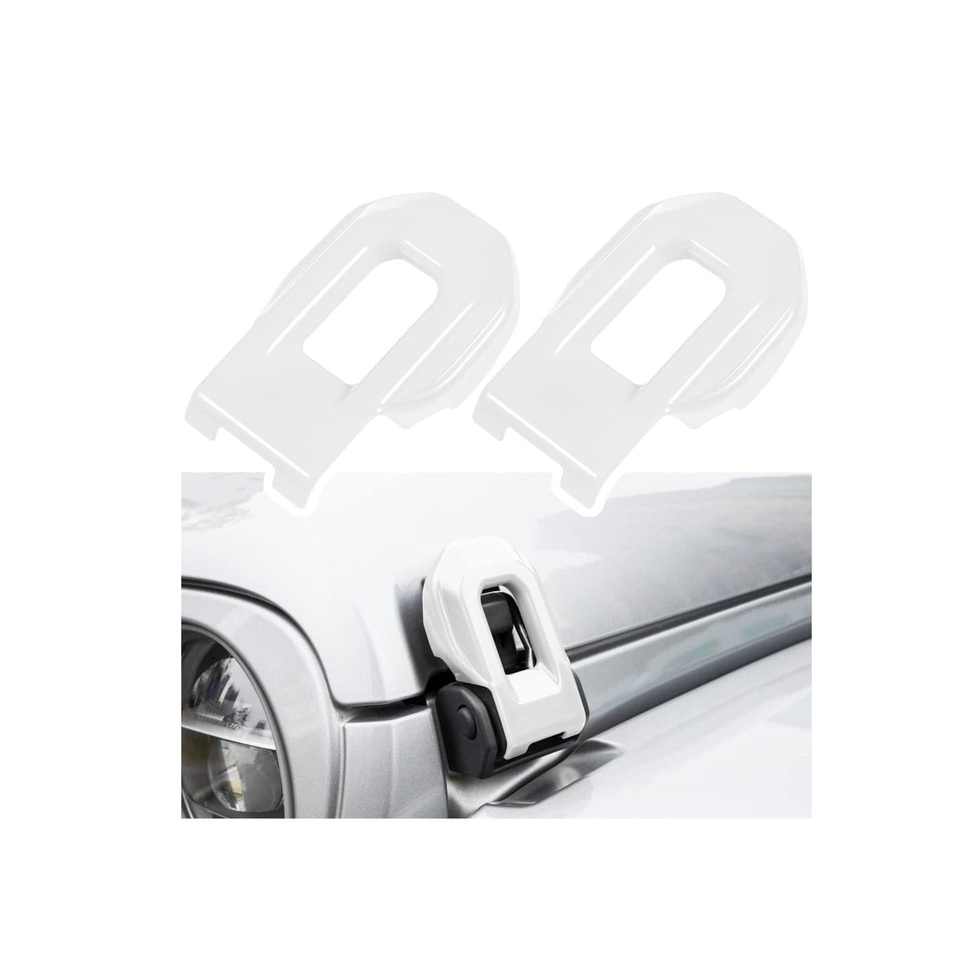 Hood Latch Lock Catch Brackets Cover for 2018-2022 Jeep Wrangler JL JLU Unlimited Sports Freedom Sahara Rubicon Gladiator JT 2-Door & 4-Door Exterior Accessories Decoration (White 2PCS)