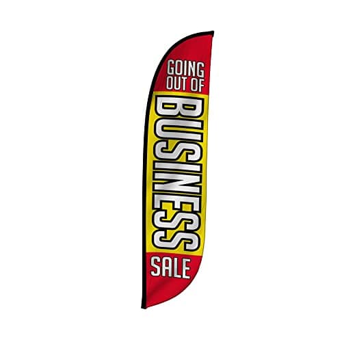 LookOurWay Feather Flag Banner - 12 Feet Tall Advertising Flags for Outside Business and Events Promotion - Swooper Flag Only - Furniture & Mattress Store - Going Out of Business Sale (10M1200250)