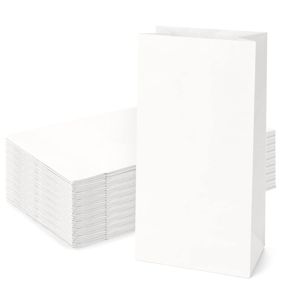 SHOPDAY 12lb Paper Lunch Bags 100 Pack 7x45x1375 Kraft White Paper Bags Grocery Bag Bulk Bread Bag Sack Lunch Bags Snack Bags