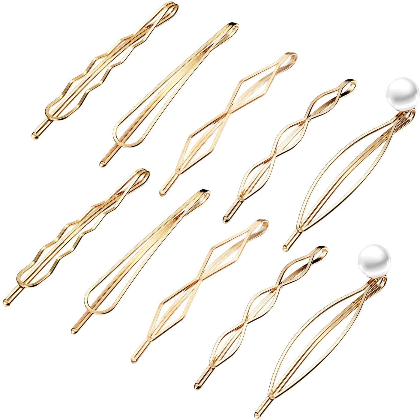 10 Pieces Geometric Metal Hair Clips and Barrettes for Women and Girls Hair Styling Minimalist Wedding Dainty Accessories Gold