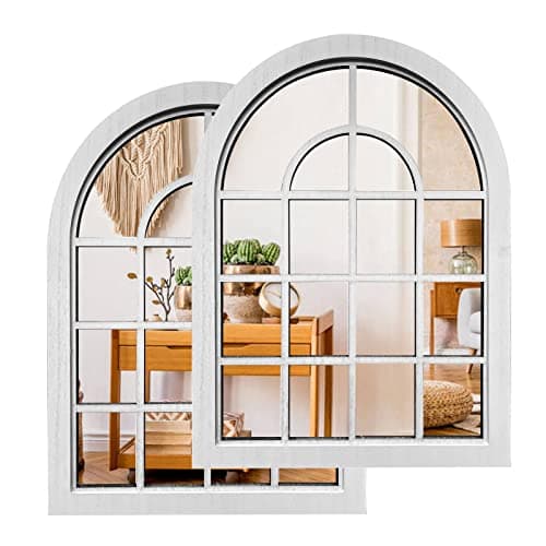 ZEXUIRU 2 Set. Rustic Wall Mirrors for Bedroom Bathroom Living Room Entryway Wood Farmhouse Easy to Hang Framed Decorative Accent Hanging Wall-Mounted Mirror Set for Living Room - White