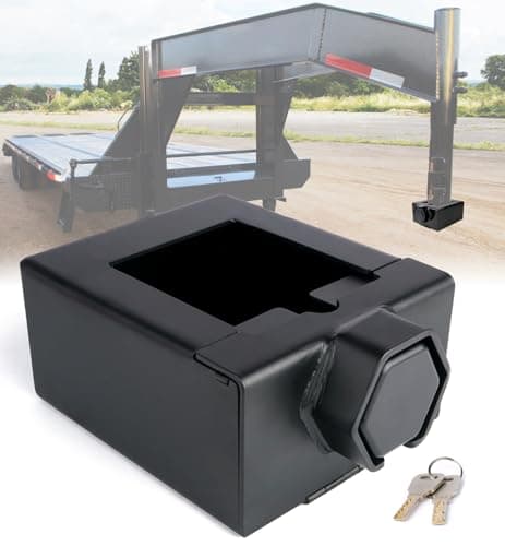 Aupar Patent-Designed Gooseneck Trailer Lock Fit for Most 7-Inch Bottom Plate Couplers, Heavy Duty Trailer Lock Fit Square & Round Trailer Tube - Black