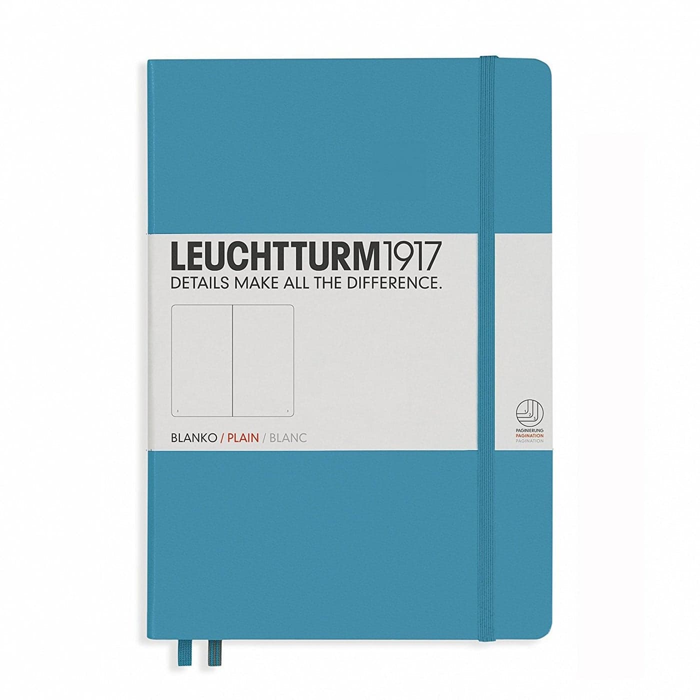Leuchtturm1917 Medium Size Hardcover A5 Notebook Plain Pages Nordic Blue Office Product