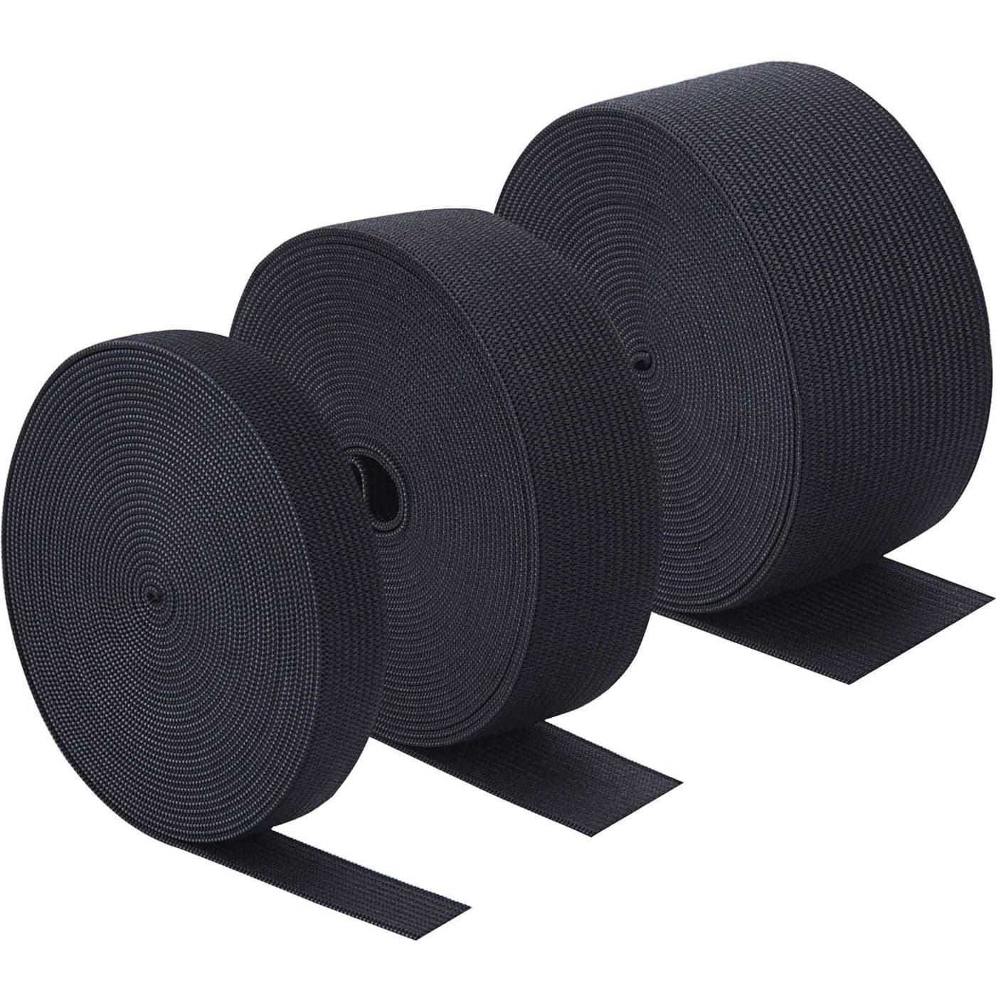 Sunmns 3 Rolls Sewing Stretch Elastic Band Spool 35 1 112 Inch in Width 55 YardsRoll Black