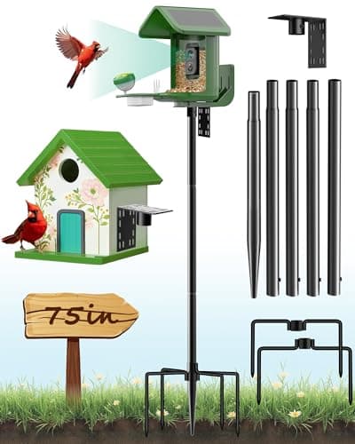 VIUBIRD Bird Feeder Pole 75 Inch Height Bird House Pole with 1Inch Dia Heavy Duty for Birdfeeders Feeding Stand with Mount Kit for Outdoor SlipFit Connection Black