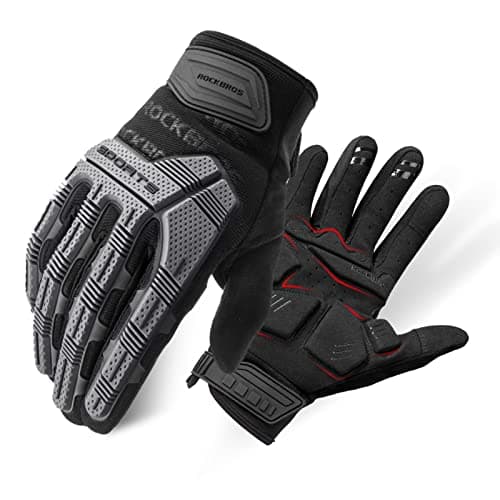 ROCKBROS Mountain Bike Gloves Dirt Bike Gloves Motorcycle Cycling Gloves with 6MM Gel Pad Touch Screen Knuckle Protection for BMX MX ATV MTB Racing Black-XL