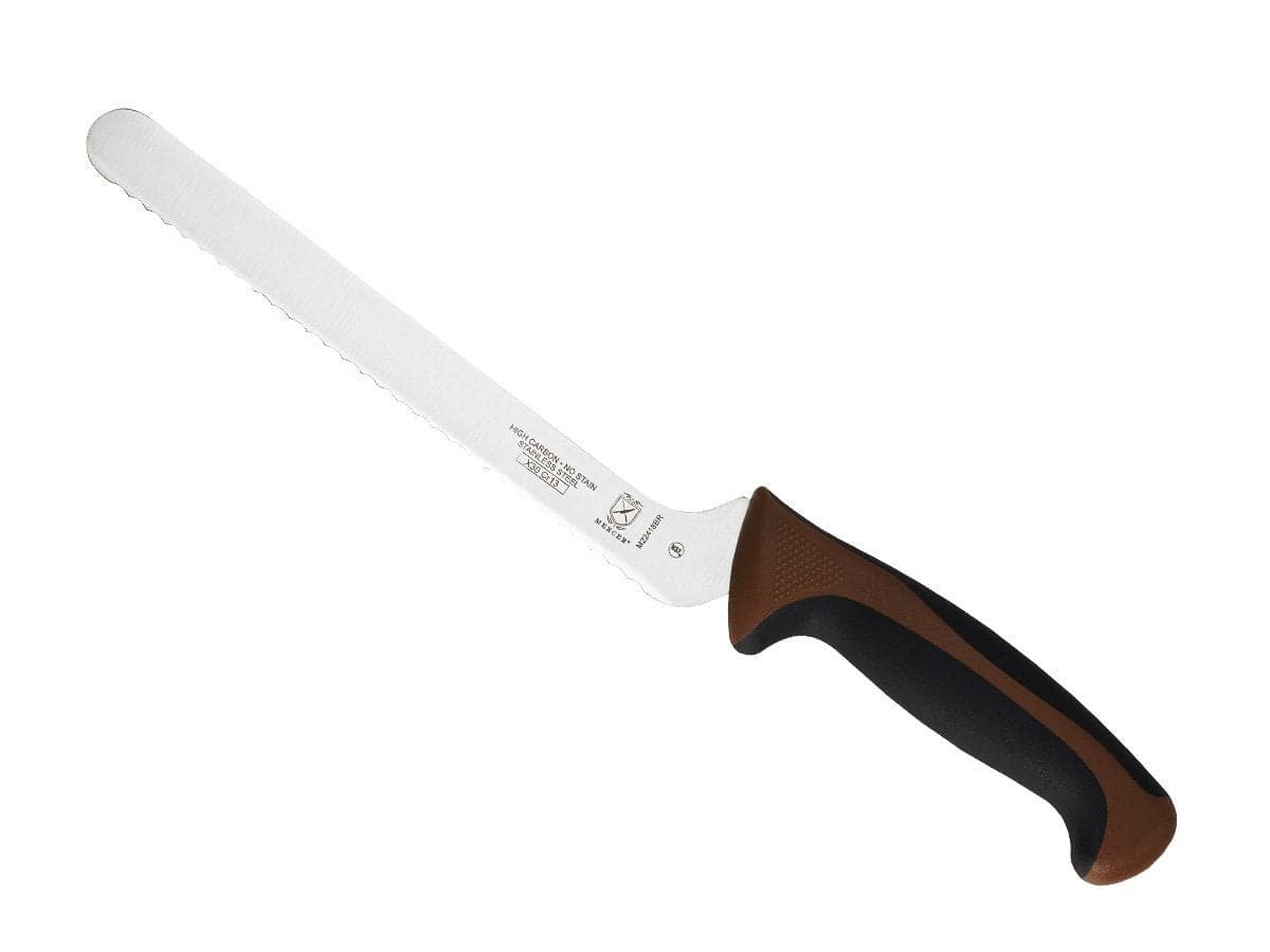 Mercer Culinary Millennia Color Handle Cutlery 8 Offset Bread Knife Wavy Edge Brown