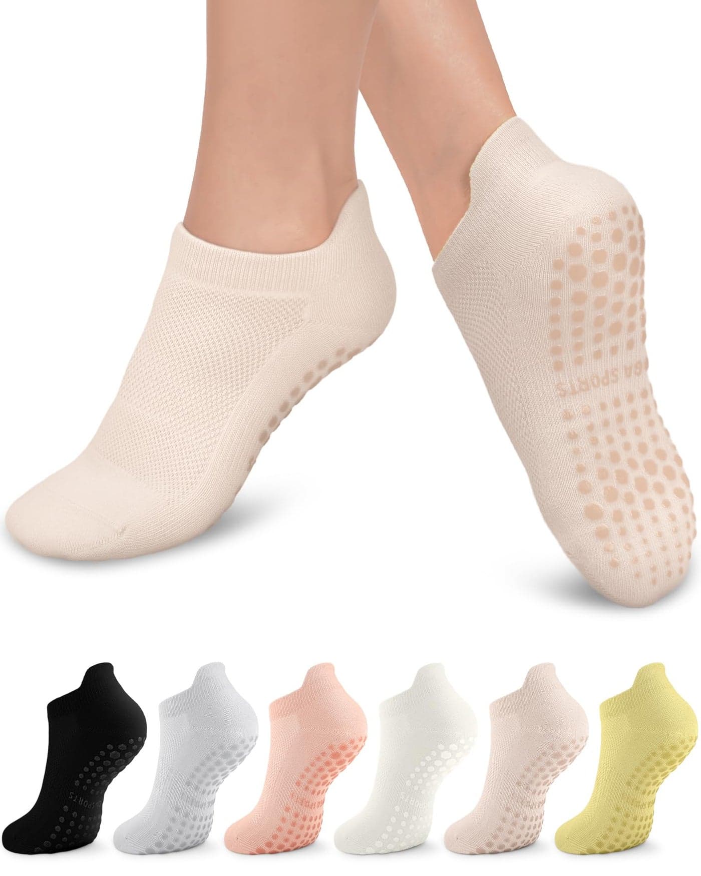 Aoliks Pilates Socks with Grips for Women, Grip Non Slip Socks for Yoga Ballet Barefoot Workout Athletic