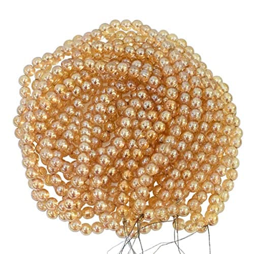Embroiderymaterial 8 MM Glass Pearl Beads/Moti for Jewellery Making, Bracelet Making & Earring (Honey Gold, 3 Strings, 100 Pieces/String, Total 300 Pearls)