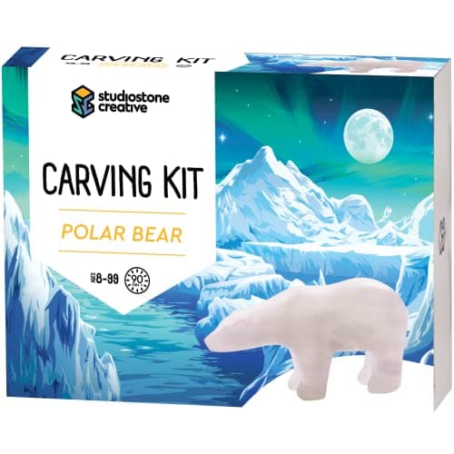STUDIOSTONE CREATIVE DIY Arts Crafts Carving Kit Kids Adults Polar Bear Alabaster Sculpture Soapstone