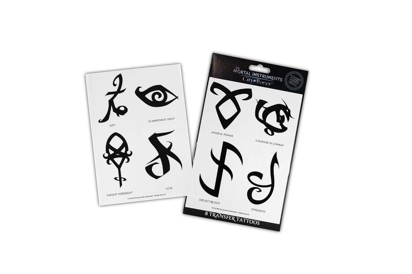 The Mortal Instruments: City Of Bones Battle Runes Tattoos - Temporary Tattoo 8-Pack - Fake Black Ink for Men, Women & Kids - Cool Face, Body, Hand Makeup Or Make Sleeves - Realistic Costume Temp Tat