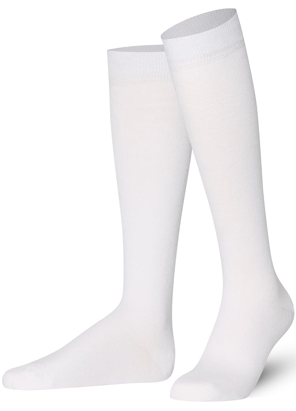 Mysocks Knee High White Socks for Women Men Combed Cotton Seamless Toe Tall Long High Socks White,8-11