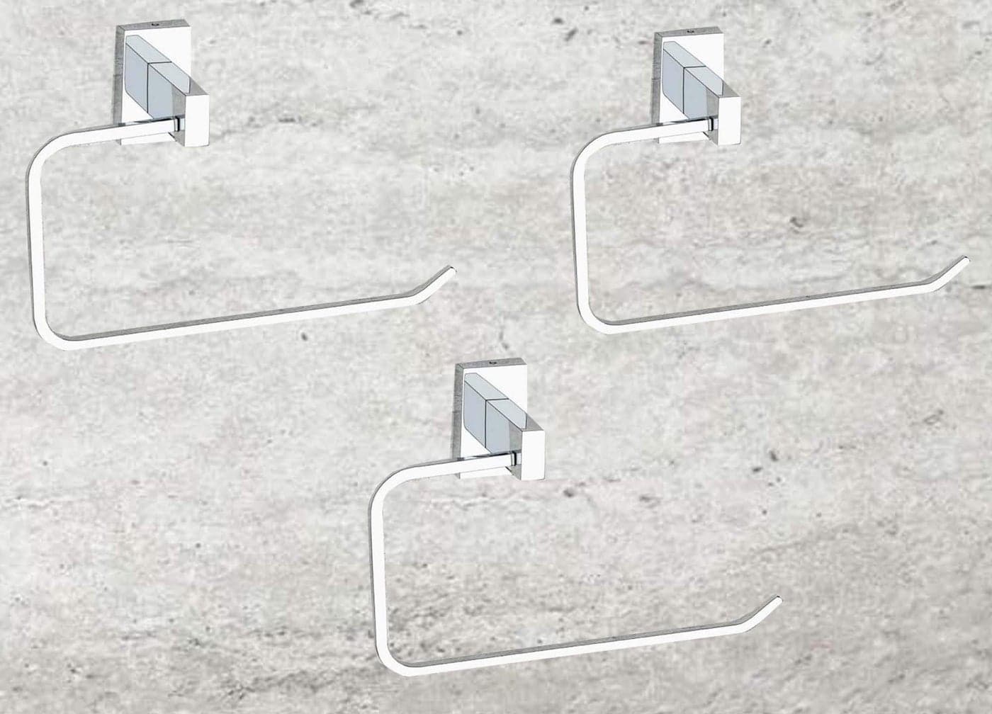 iSTAR Chrome Finish Stainless Steel Square Napkin Ring Modern Bath Towel Stand | Towel Holder | Towel Hanger Silver (Pack of 3)