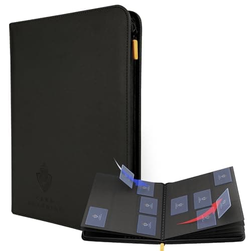 Card Guardian - 9 Pocket Premium Black Card Binder with Zipper for 360 Cards - Trading card binder with Side Loading Pockets for Trading Card Games -TCG Binder (Black)