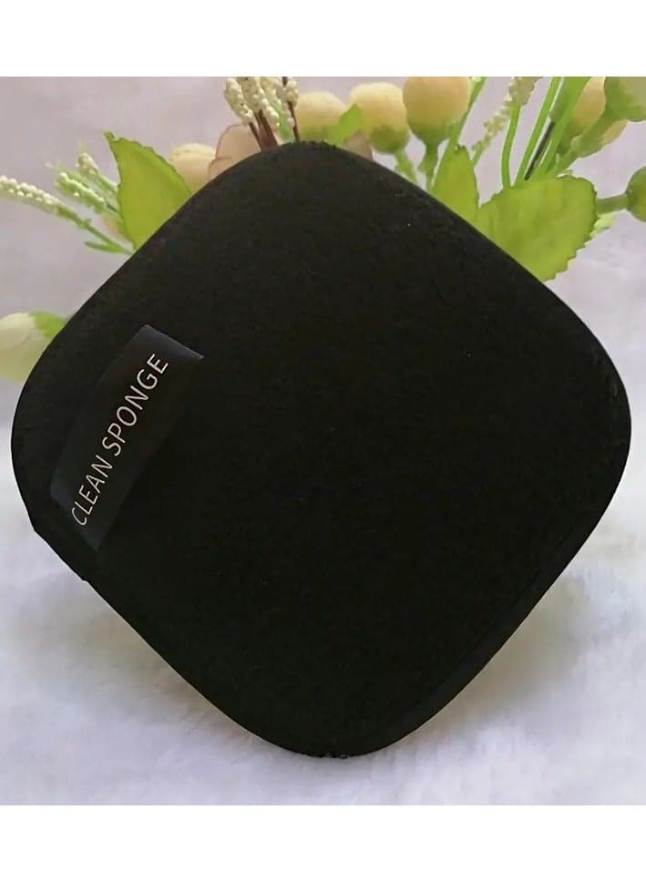 Reusable Makeup Remover Pads Soft Facial Cleansing Cloths Washble Square Ideal For Daily Use - Black