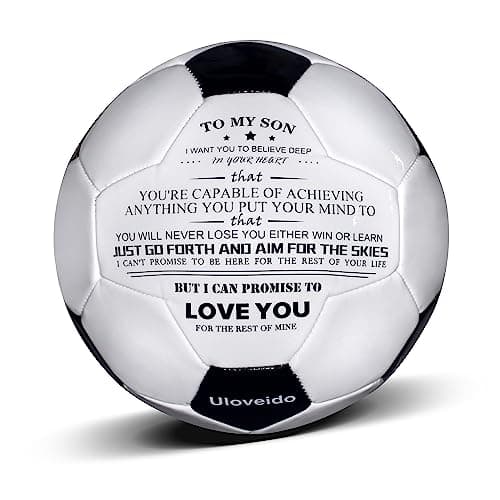 Uloveido Personalized Print Size 5 Match Training Black White Soccer Ball for Son Birthday Christmas Football Gift, I Love You Soccer Balls Y594