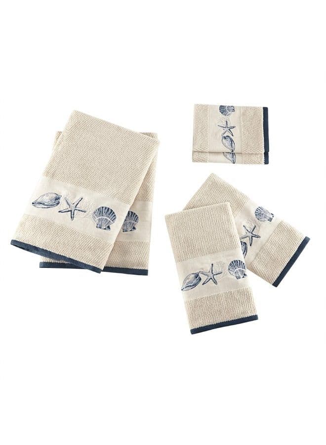 Bayside Cotton Highly Absorbent Bathroom Towel Set , 6-Piece Include 2 Bath Towels, 2 Hand Towels & 2 Wash Towels , Sea Blue