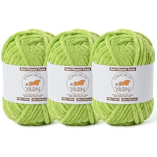 3 Pack Lime Green Fluffy Velvet Yarn for Crocheting Chunky Chenille Baby Blanket Yarn for Crochet Soft Fuzzy Puzzle Yarn for Knitting 50g177oz Each Bulky Thick Amigurumi Crochet Yarns