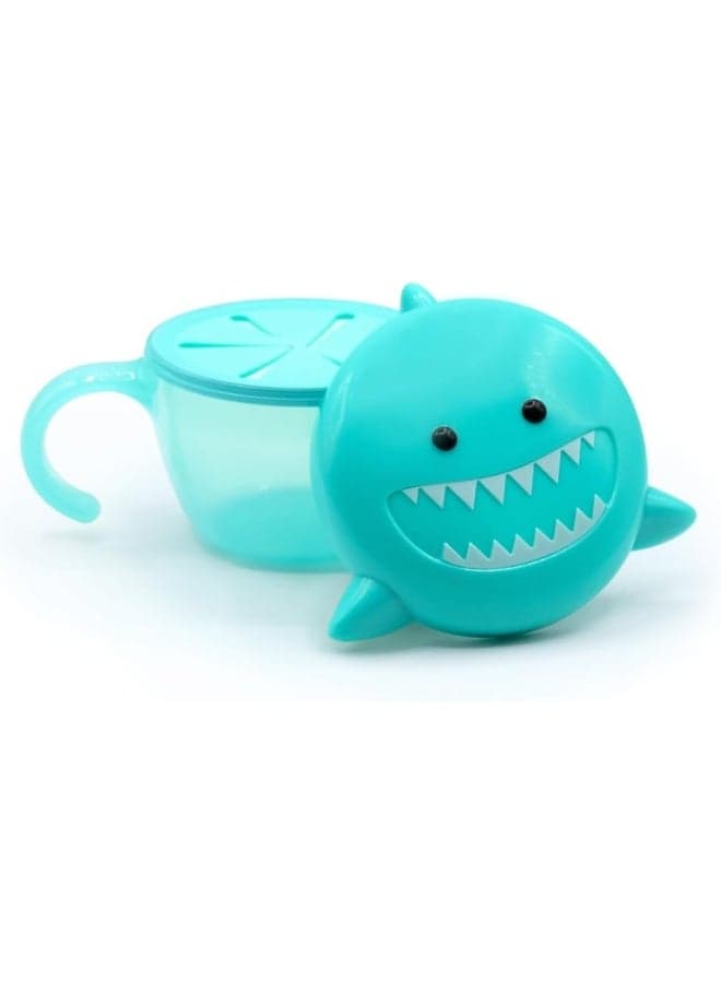 Snack Container for Kids - Shark Design Mess Free, Adaptable, and Easy to Hold with Removable Finger Trap - Perfect for Independent Snacking, Travel - BPA Free and Dishwasher Safe - Blue