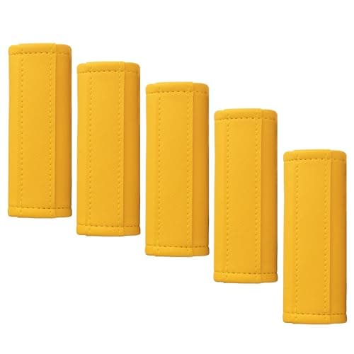 Gowraps Luggage Handle Wrap 5 Pack-Leather Luggage Handle Wraps for Suitcase/Handbag/Duffel Bag/Car Bright Luggage Identfier/Handle Covers/Grips Luggage Accessories for Travel 3.0 (Yellow)