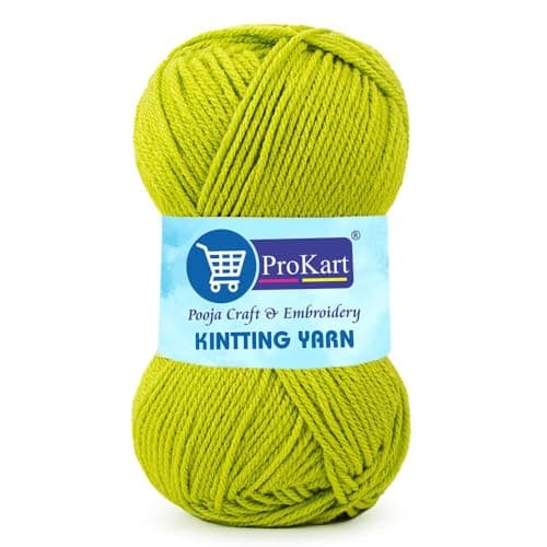 ProKart Premium Woolen 4 ply Hand Knitting Wool Yarn | Fine Weight Knitted and Crocheted Soft Yarn for Sweater, Scarf, Hat, Baby Clothes, Baby Sports, Purse, Gift Bags & DIY Craft Accessories Projects (1 Ball/100 Gram Each) (Gold Green, 100gms x 1 Pack)