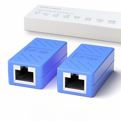 Dingsun RJ45 Coupler, Ethernet Extender for Cat7/Cat6/Cat5e/Cat5 Female to Female Ethernet Coupler Connector (2pack,Blue)