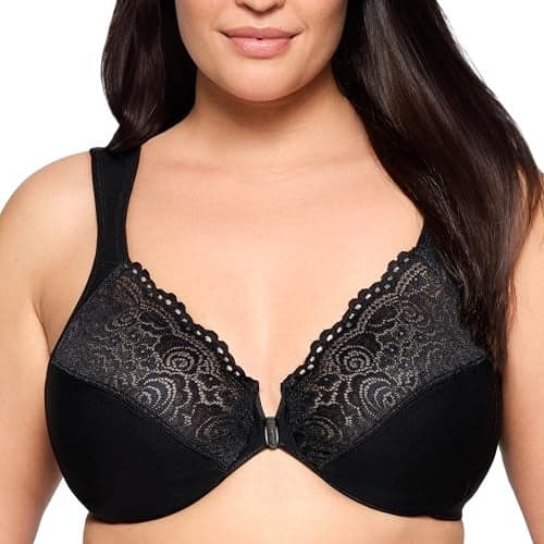 Glamorise Full Figure Plus Size Wonderwire Front-Closure Bra Underwire #1245 Black