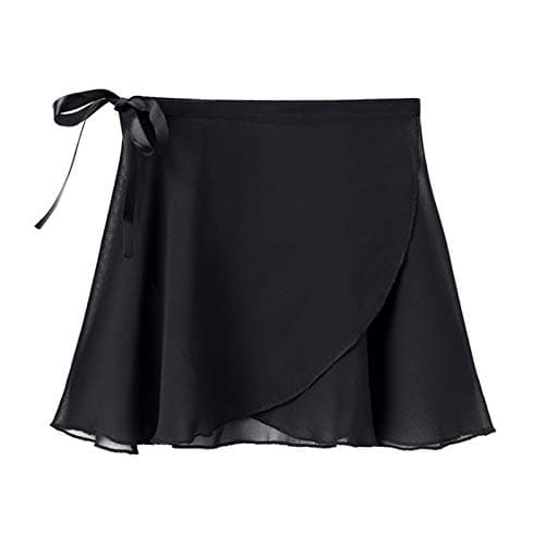 Stelle Girls Women Ballet Skirt Dance Wrap Skirt Chiffon Toddler Ballet Skirts for Little Kid/Big Kid/Adult (Black, 4-6 Years)