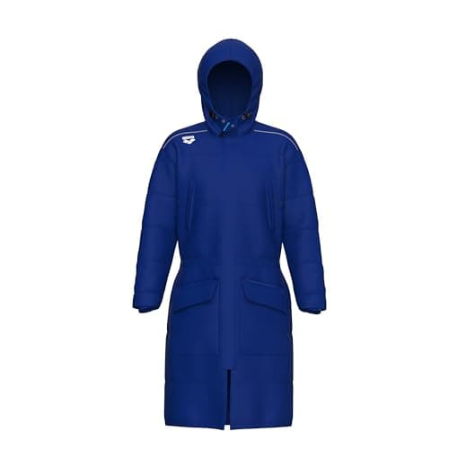 ARENA Unisex Adult Team Swim Parka Solid Hooded Fullzip Fleece Winter Coat Waterproof Long Jacket for Women and Men Royal Blue XSmall