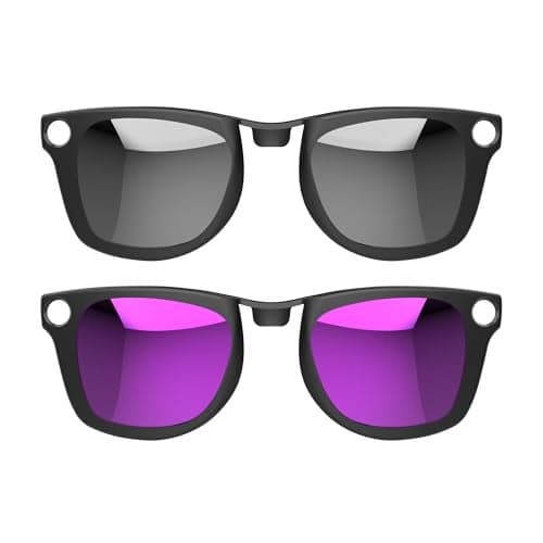 HIBLOKS 2Pcs Polarized Clip for Ray-Ban Meta Wayfarer & Gen 2 (RW4006/RW4012 Standard 50-22), Shiny Black Frame Discoloration Clip for Meta Wayfarer Gen 2, (Silver+Purple)